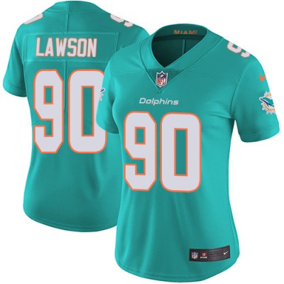 Nike Miami Dolphins #90 Shaq Lawson Aqua Green Team Color Women's Stitched NFL Vapor Untouchable Limited Jersey
